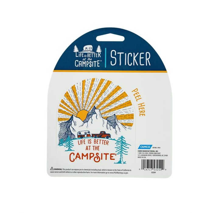 Camco Life is Better at the Campsite RV & Sunrise Logo Decal Sticker