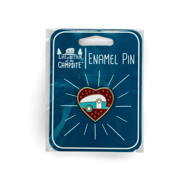 Camco Life is Better At The Campsite Retro Tear-Drop Red Heart Pin