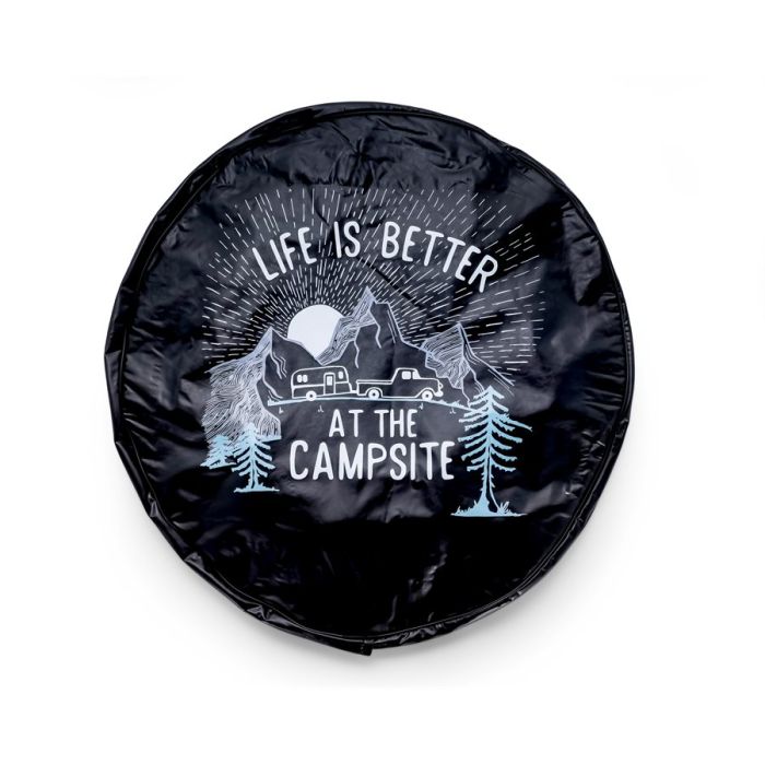 Camco Life is Better at the Campsite Black Vinyl 29" RV Camper Sunset Design Spare Tire Cover