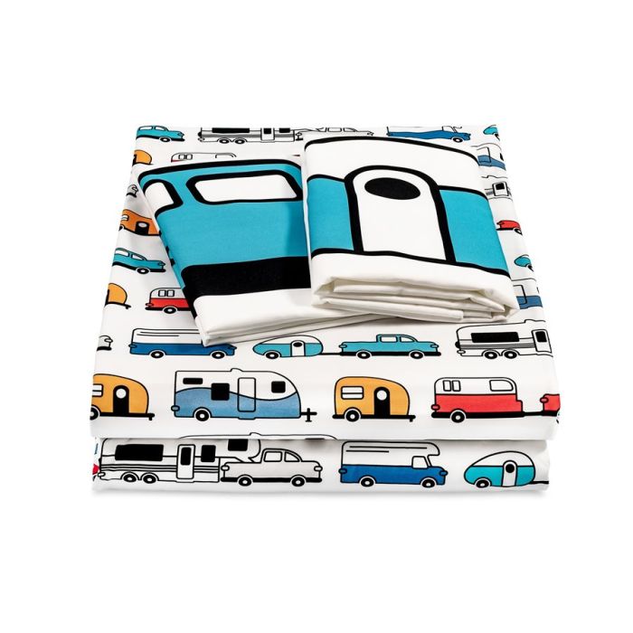 Camco Life is Better at the Campsite Multi-Color RV 4 Piece Sheet Set - Short Queen