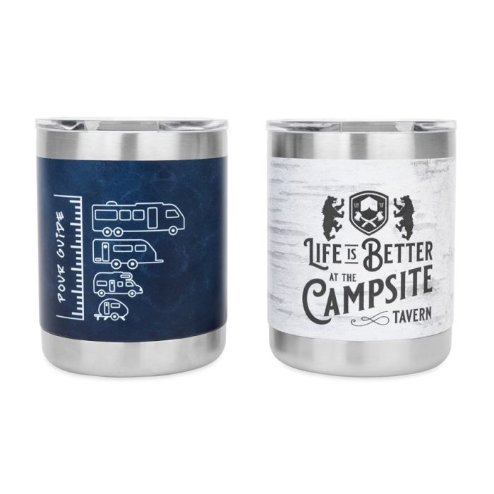 Life is Better at the Campsite Lowball Whiskey Tumblers 12 oz 2-Pack
