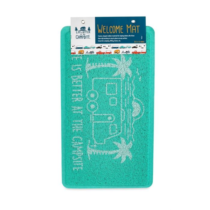 Camco Life Is Better at The Campsite Scrub Rug - Gray/White