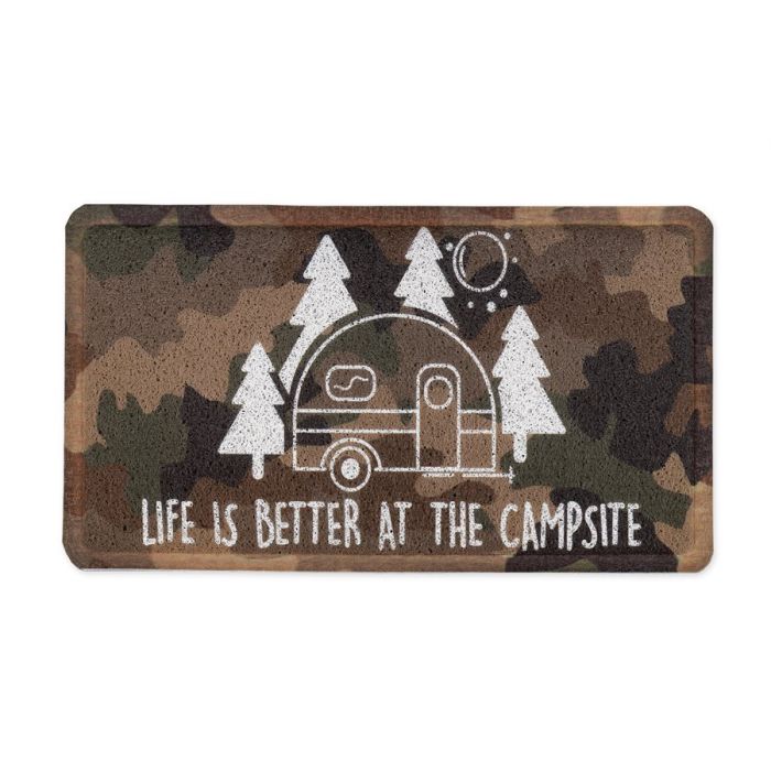 Camco Life is Better at the Campsite Camo RV Design Scrub Rug Welcome Mat