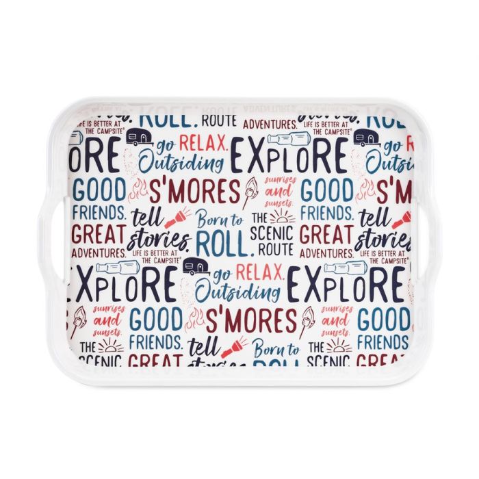 Camco Life is Better at the Campsite Melamine RV Serving Tray, Graffiti Design