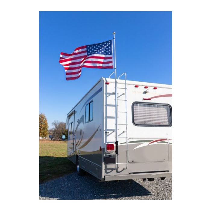Black 51612 Allows for a Flag to Fly from Your RV's Ladder Compatible with Most RV Ladder Rails Camco RV Ladder Mounted Flagpole Holder 