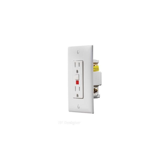 RV Designer White GFCI Dual Outlet With Cover-Plate