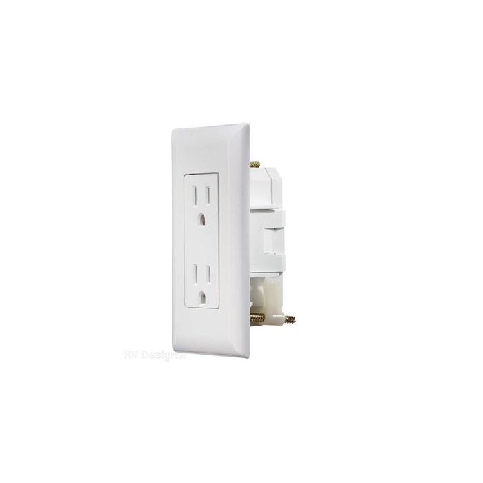 RV Designer White AC "Self Contained" Dual Outlets With Cover-Plate