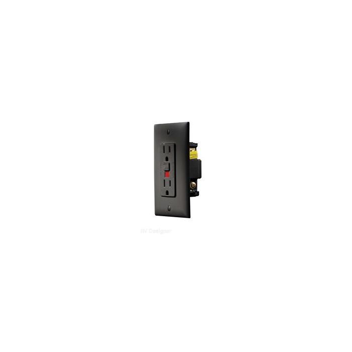 RV Designer Black GFCI Dual Outlet With Cover-Plate
