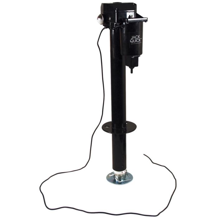 Quick Products Jack Quick Black 3250lb Electric Tongue Jack with Dual Lights and Adjustable Foot