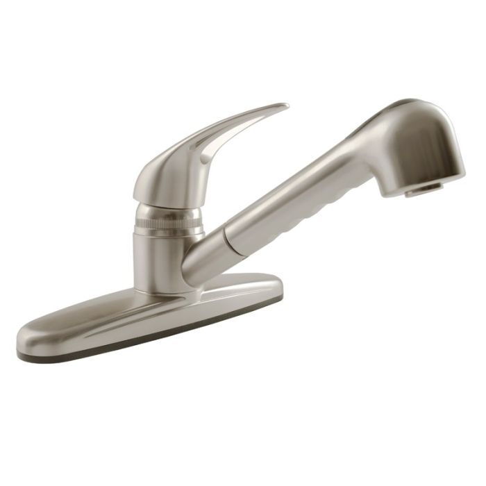 DURA Non-Metallic Pull-Out Brushed Satin Nickel RV Kitchen Faucet
