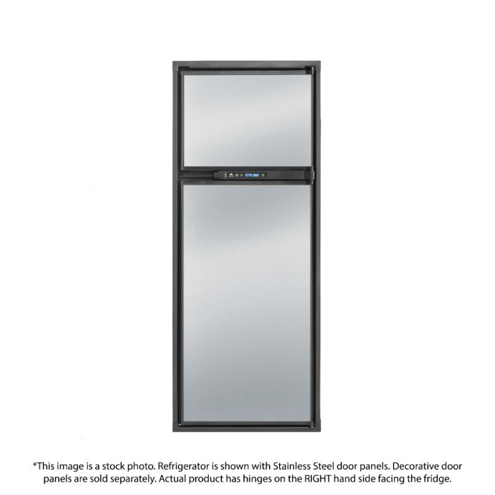 Norcold NA10LXR Gas Absorption RV Refrigerator front view shown with stainless steel door panels (not included) and doors closed.