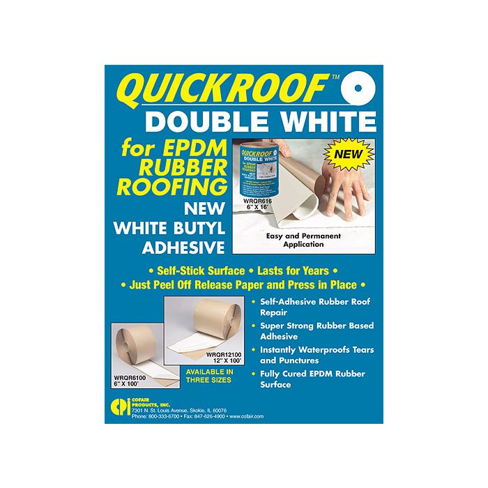 Quick Roof 6" x 100' White/White Back EPDM Roof Repair