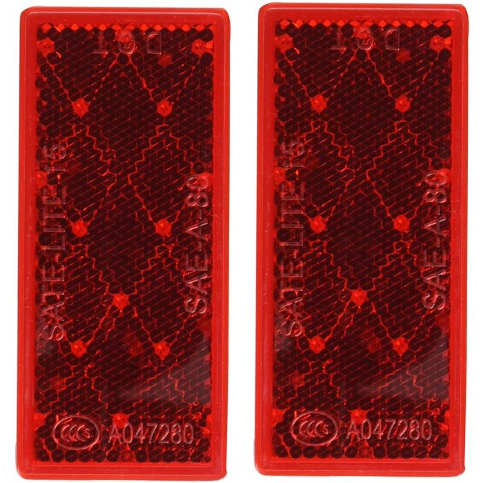 Peterson Mfg Red Rectangular Stick-On Reflector-2 pack