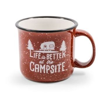 Camco Red Speckled Life is Better At the Campsite Mug