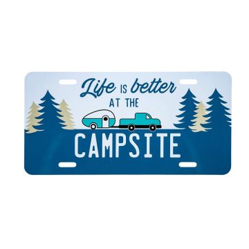 Camco Life is Better at the Campsite, RV Truck & Trees Logo License Plate