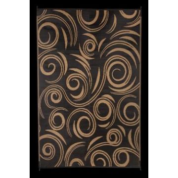 Faulkner 8' x 20' Black/Beige Reversible Swirl Deluxe Multi-Purpose Mat