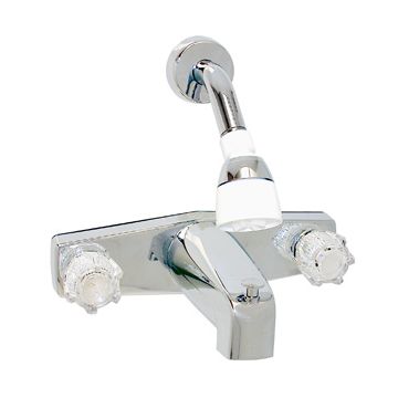 Phoenix Chrome Tub/Shower Diverter with Chrome and White Trimmed Showerhead