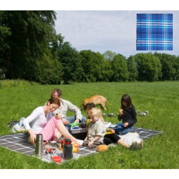 Carefree Blue Plaid Fold Up Picnic Blanket