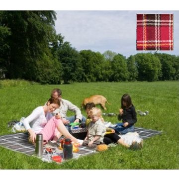 Carefree Burgundy Plaid Fold Up Picnic Blanket