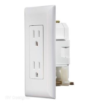 RV Designer White AC "Self Contained" Dual Outlets With Cover-Plate