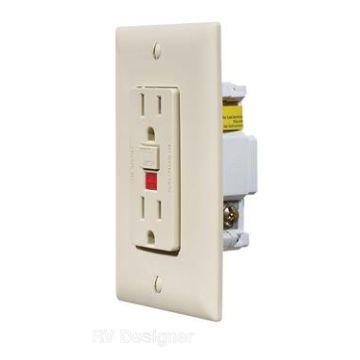 RV Designer Ivory GFCI Dual Outlet With Cover-Plate