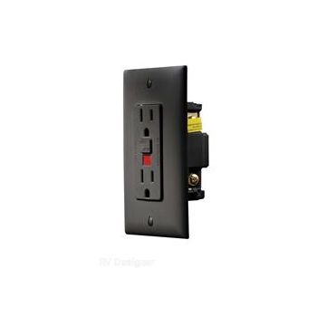 RV Designer Black GFCI Dual Outlet With Cover-Plate