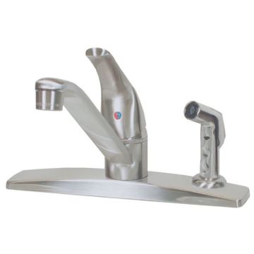 American Brass Company Chrome Single Handle Deck Mount Spray Kitchen Faucet