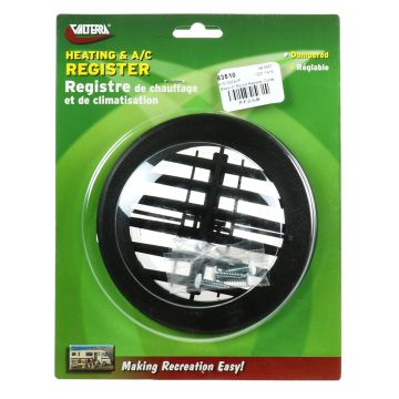 Valterra Black 4" Round Heat & A/C Register Outlet Vent with Damper