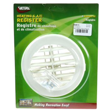 Valterra White 4" Round Heat & A/C Register Outlet Vent with Damper