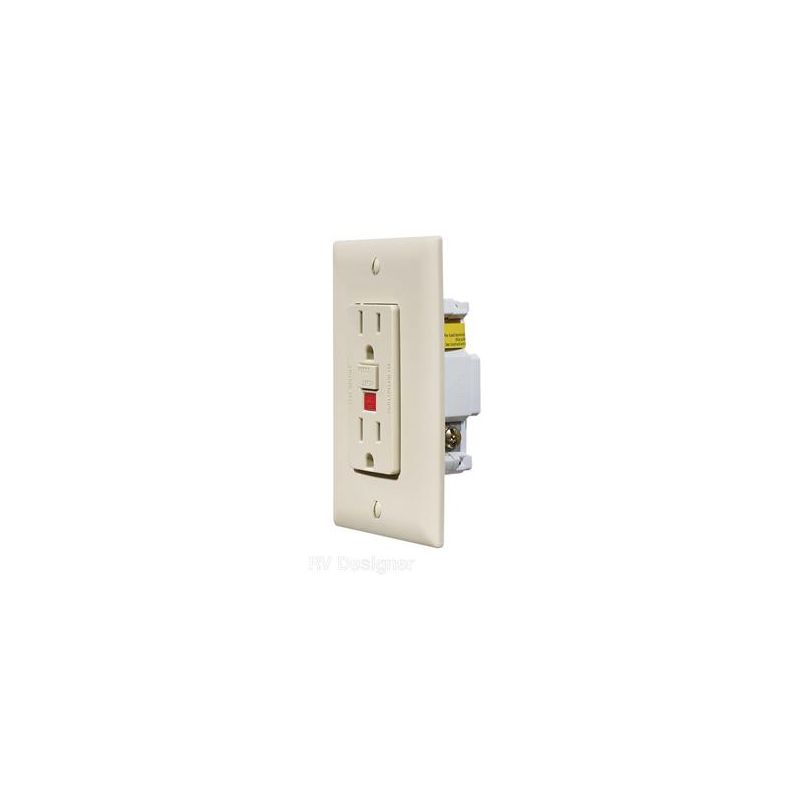 RV Designer Ivory GFCI Dual Outlet With Cover-Plate