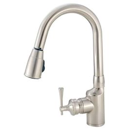 American Brass Company Brushed Nickel Front Single Lever Gooseneck Pull-Out  Kitchen Faucet